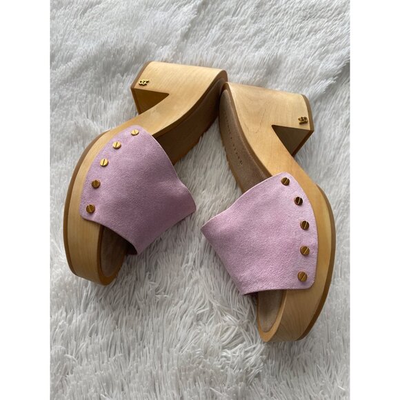 VERONICA BEARD Hannalee Suede Platform Clogs Lavender Size 10 - Picture 3 of 11